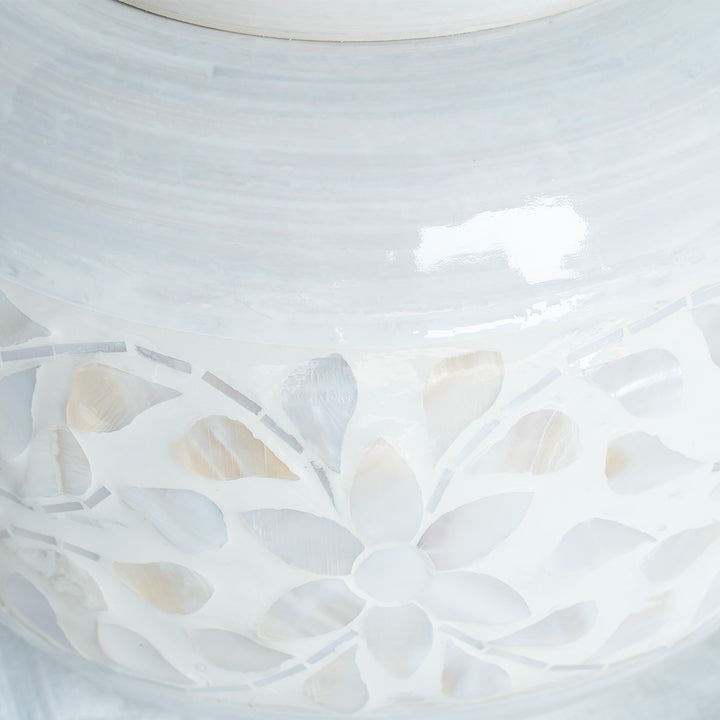 mother of pearl white ginger jar