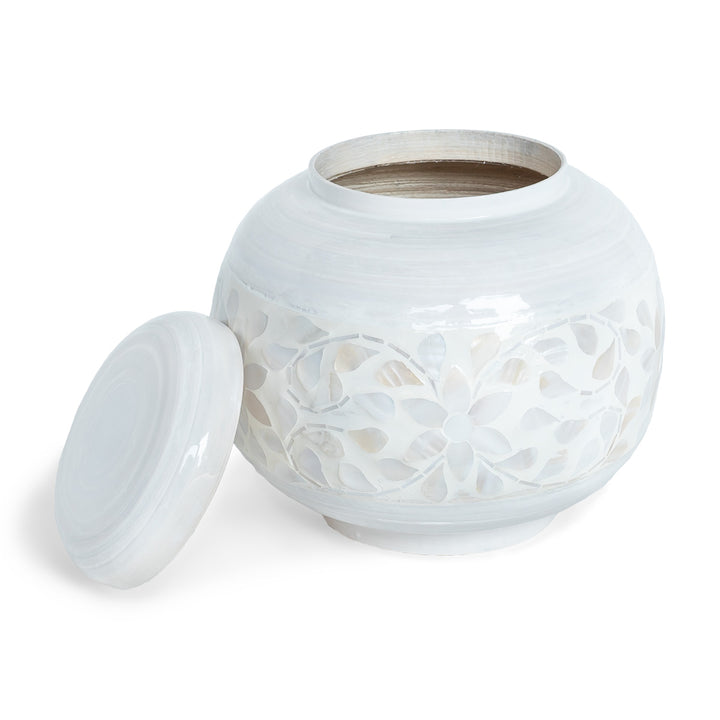 mother of pearl white ginger jar