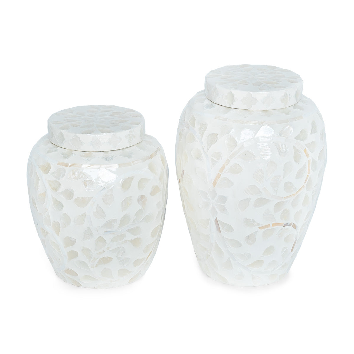 mother of pearl white ginger jar