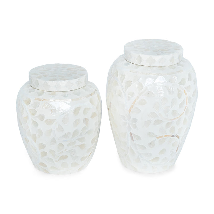 mother of pearl white ginger jar