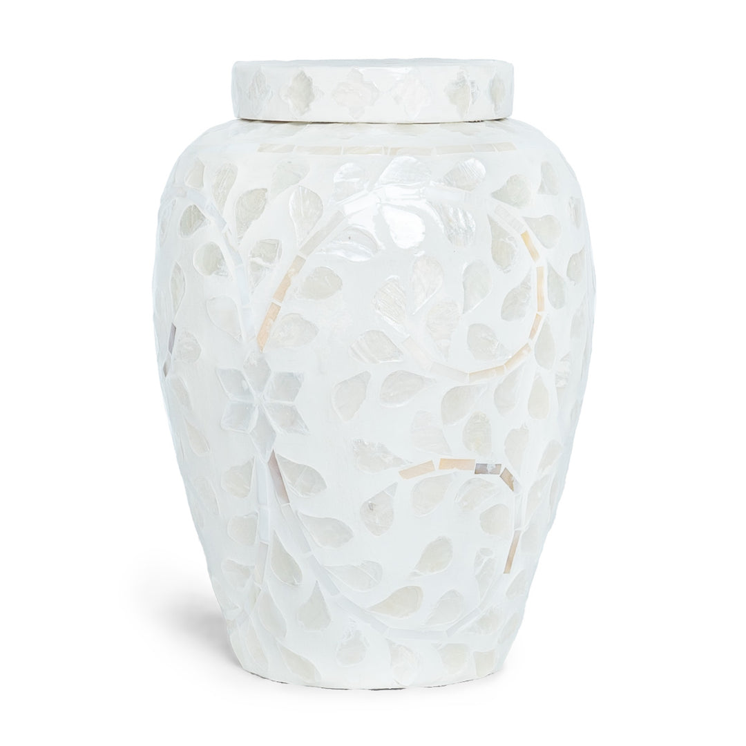 mother of pearl white ginger jar