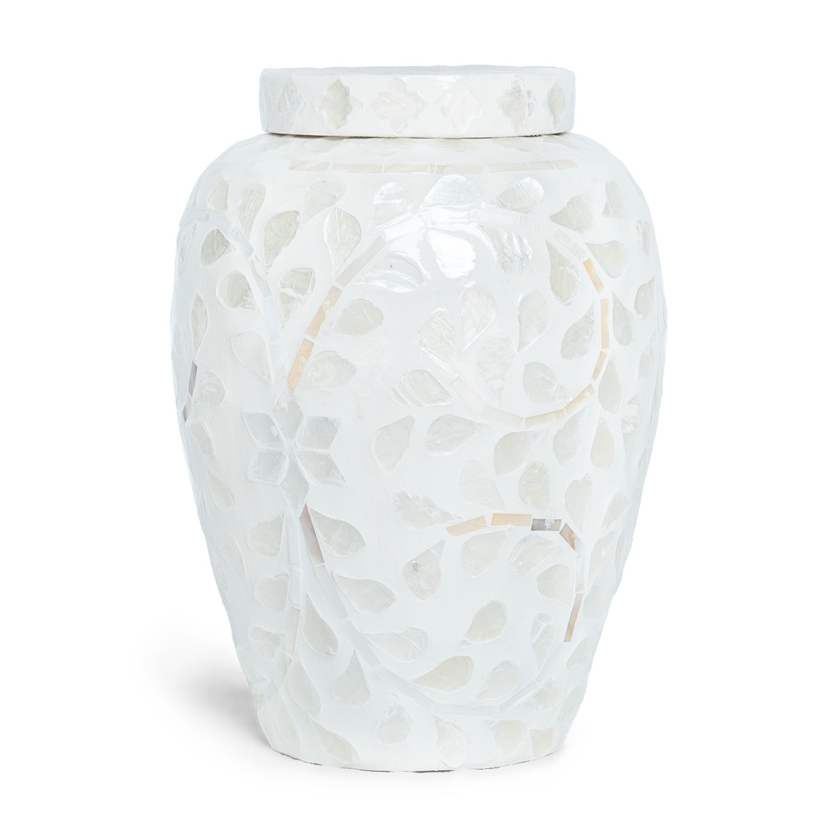 mother of pearl white ginger jar