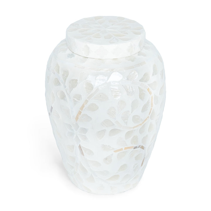 mother of pearl white ginger jar