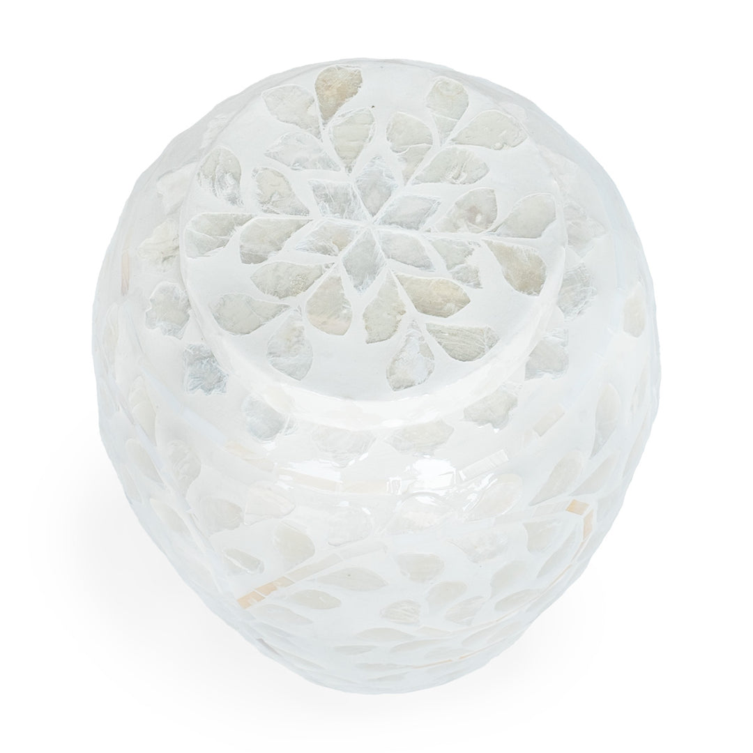 mother of pearl white ginger jar