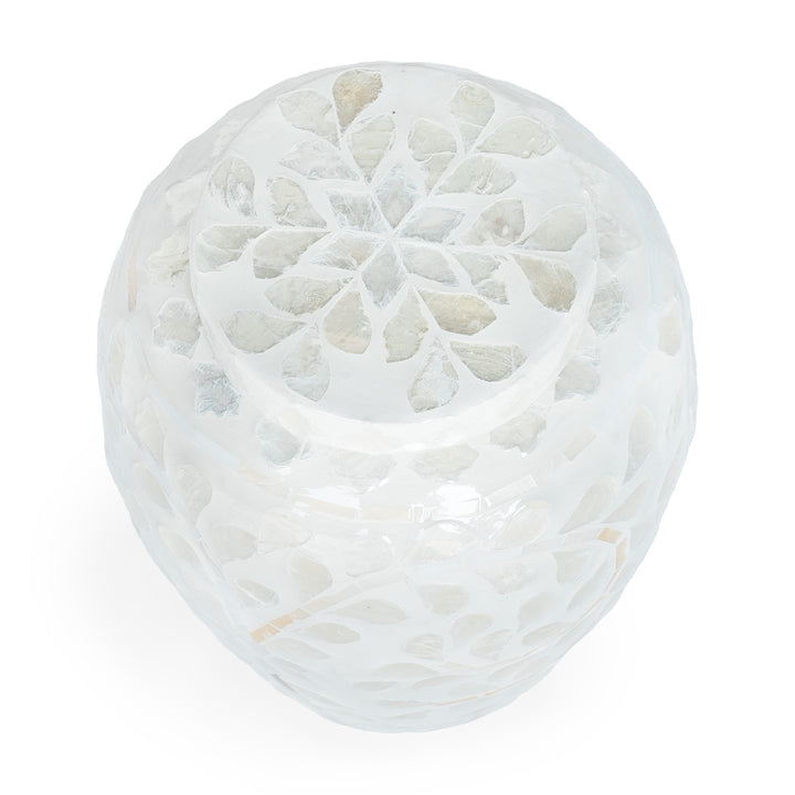 mother of pearl white ginger jar