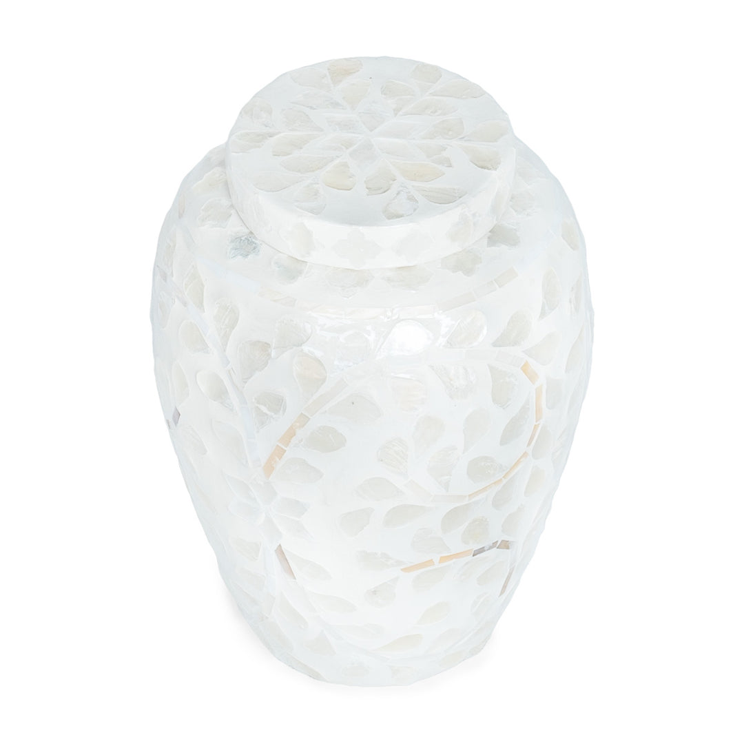 mother of pearl white ginger jar