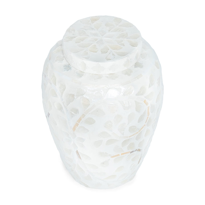 mother of pearl white ginger jar