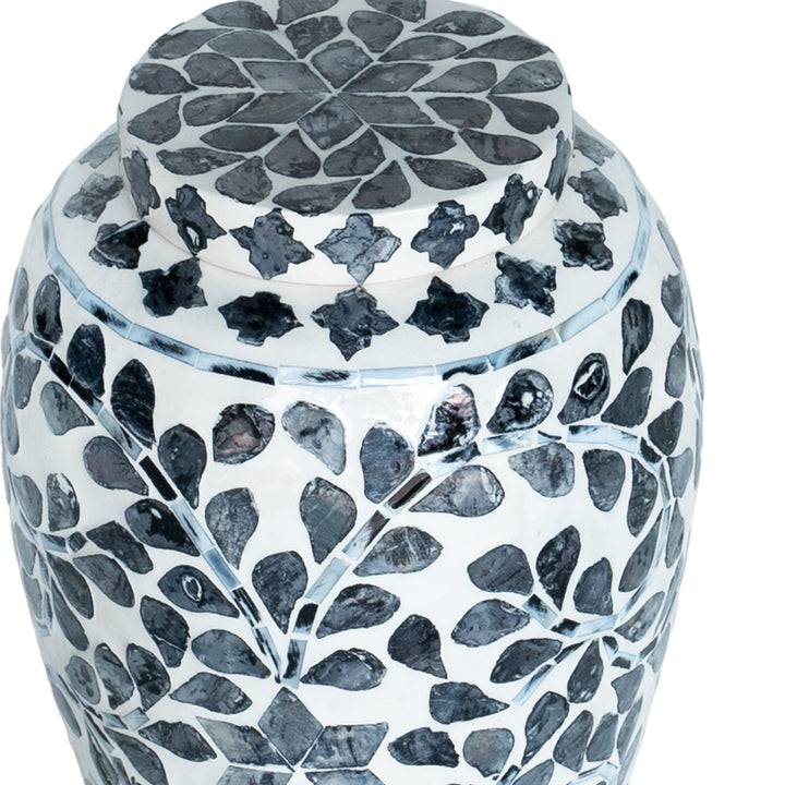 mother of pearl blue and white ginger jar