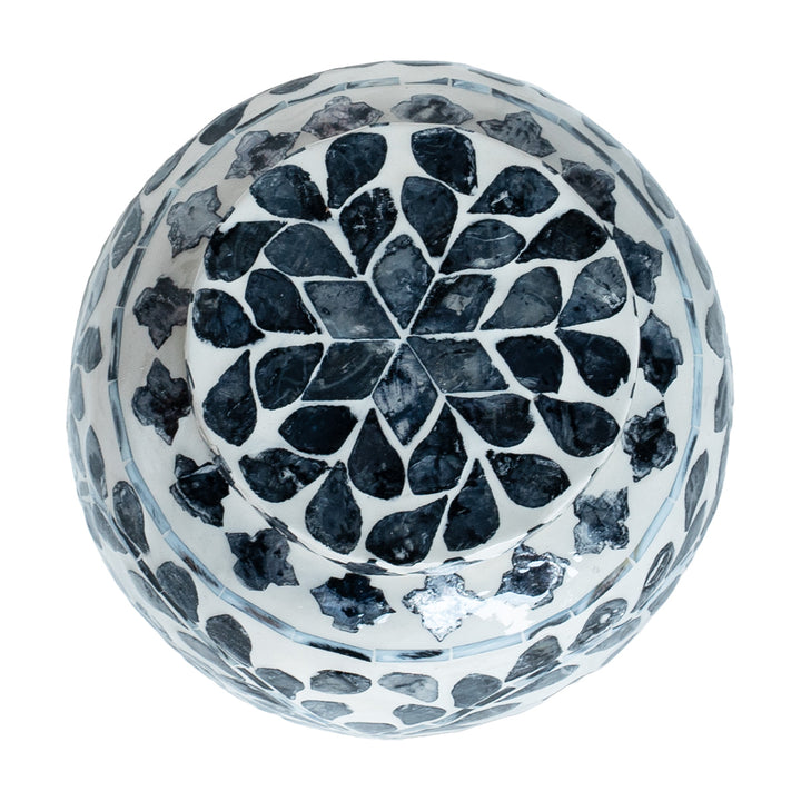 mother of pearl blue and white ginger jar