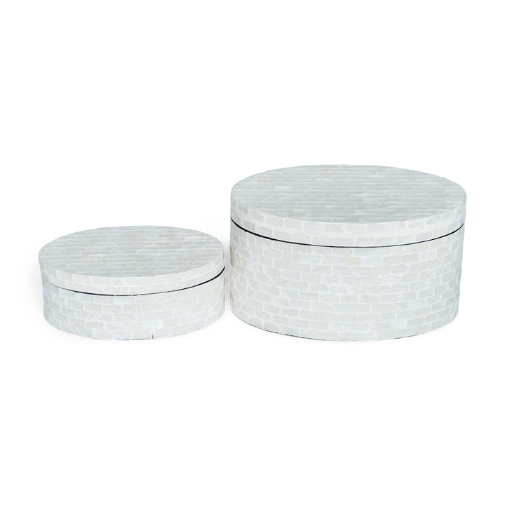 mother of pearl neutral oval trinket box