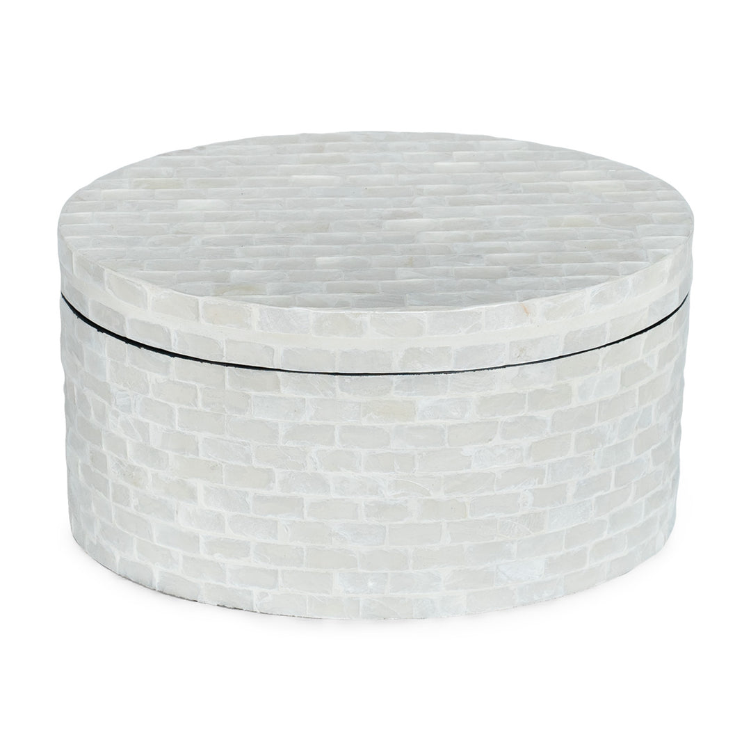 mother of pearl neutral oval trinket box