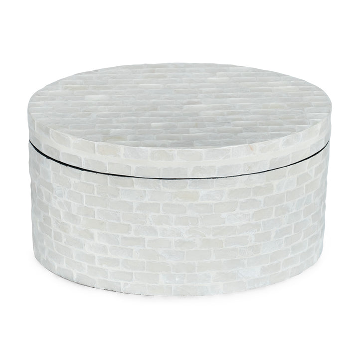 mother of pearl neutral oval trinket box