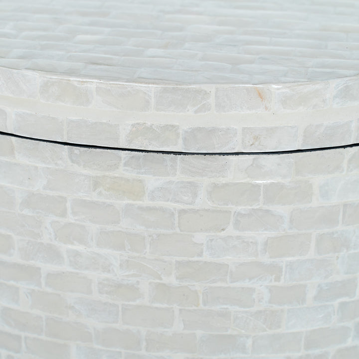 mother of pearl neutral oval trinket box