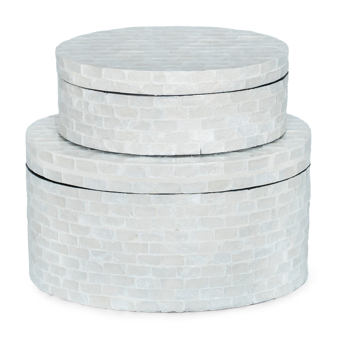 mother of pearl neutral oval trinket box