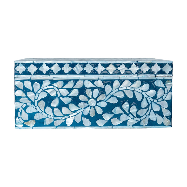 mother of pearl blue and white  rectagular trinket boxes