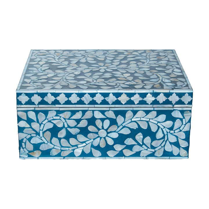 mother of pearl blue and white  rectagular trinket boxes