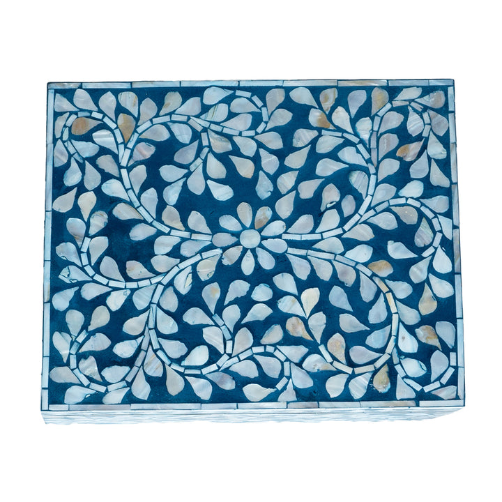 mother of pearl blue and white  rectagular trinket boxes