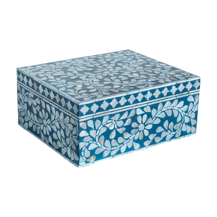 mother of pearl blue and white  rectagular trinket boxes