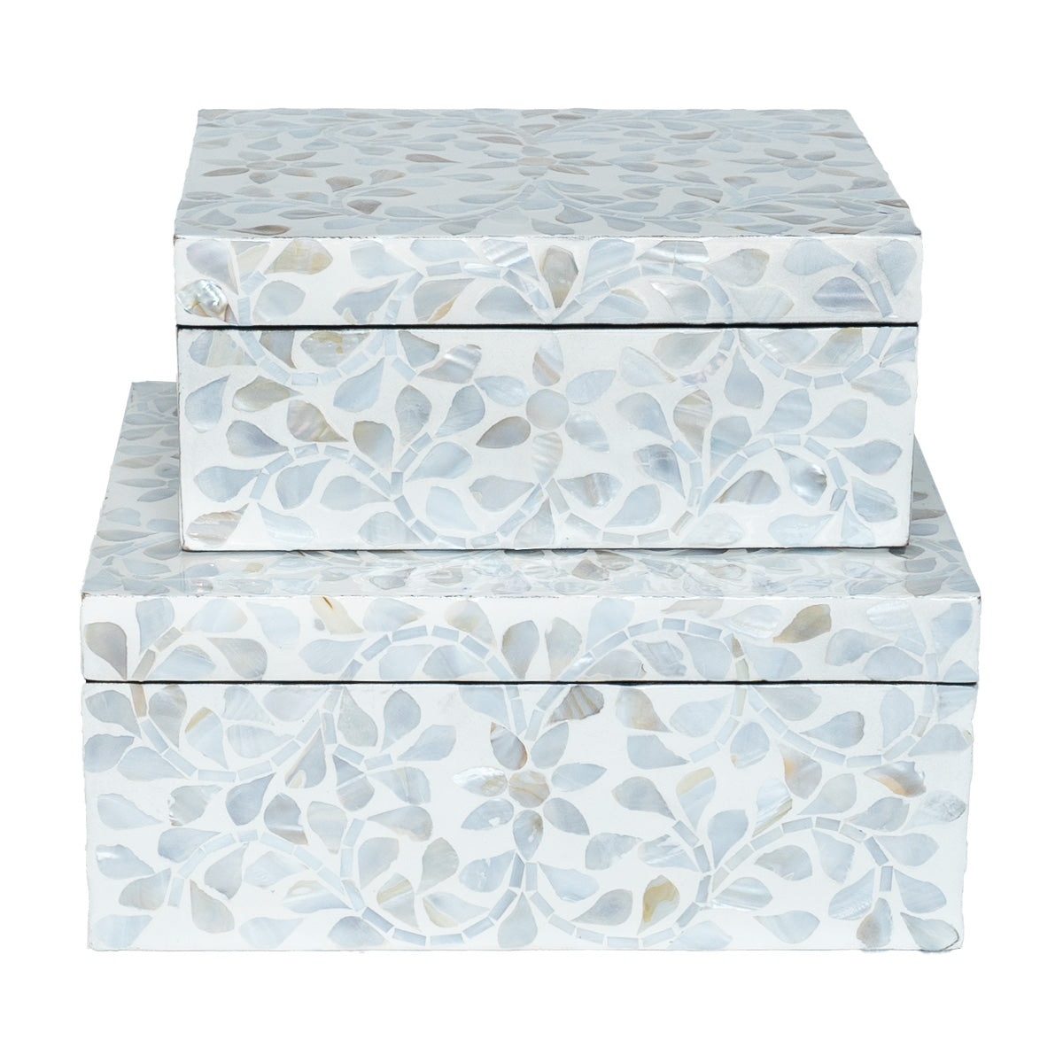 mother of pearl floral white rectagular trinket boxes