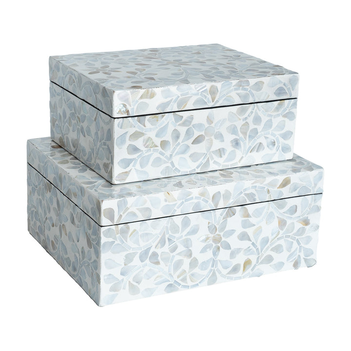 mother of pearl floral white rectagular trinket boxes