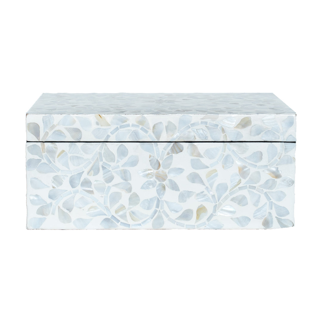 mother of pearl floral white rectagular trinket boxes