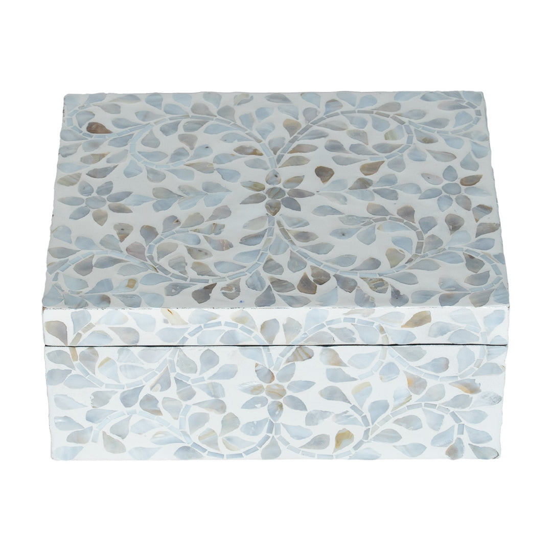 mother of pearl floral white rectagular trinket boxes