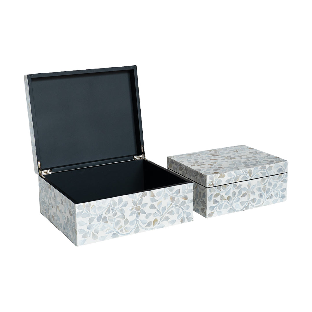 mother of pearl floral white rectagular trinket boxes