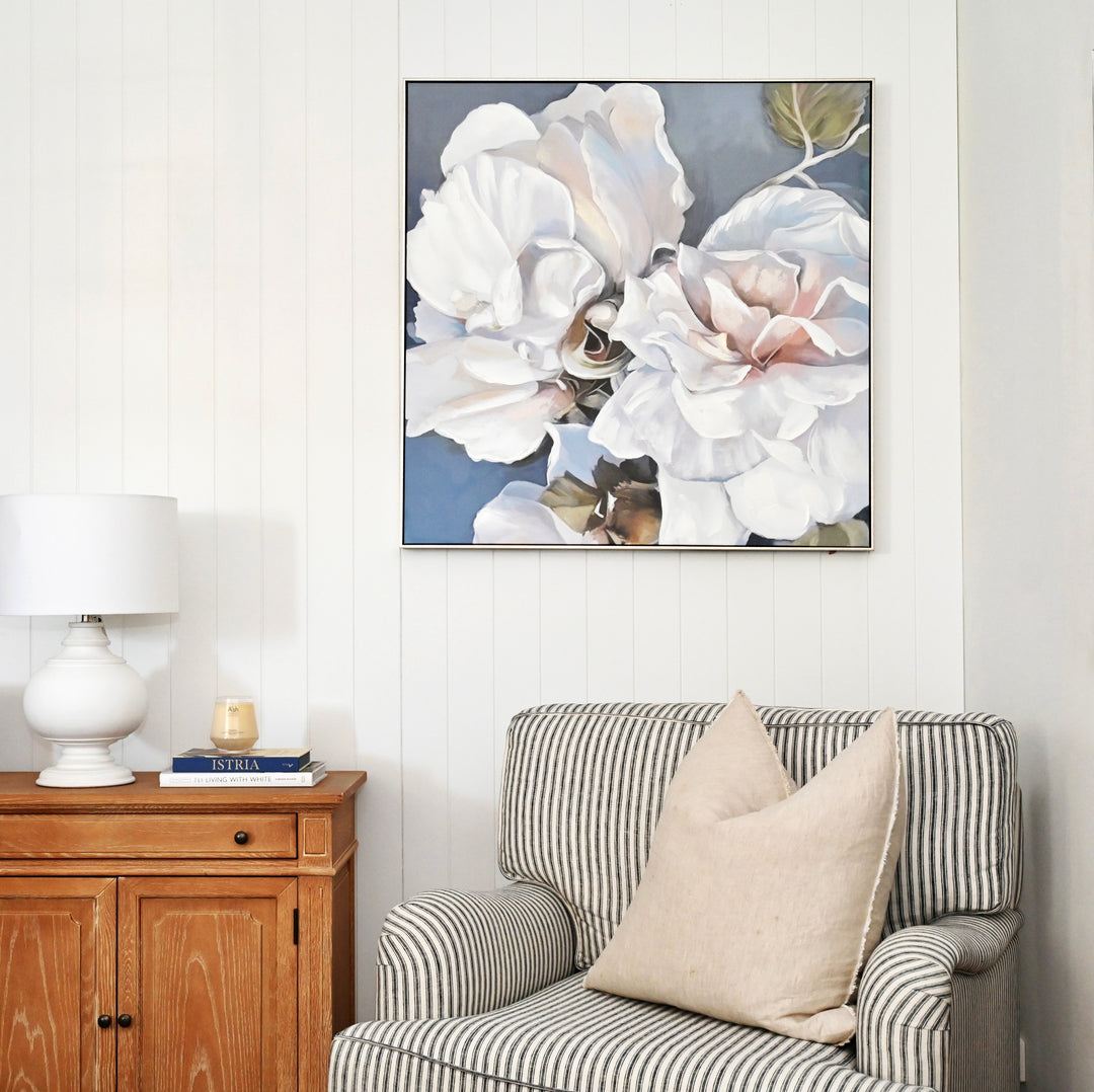 Pastel Petals Canvas In Antique Silver Frame