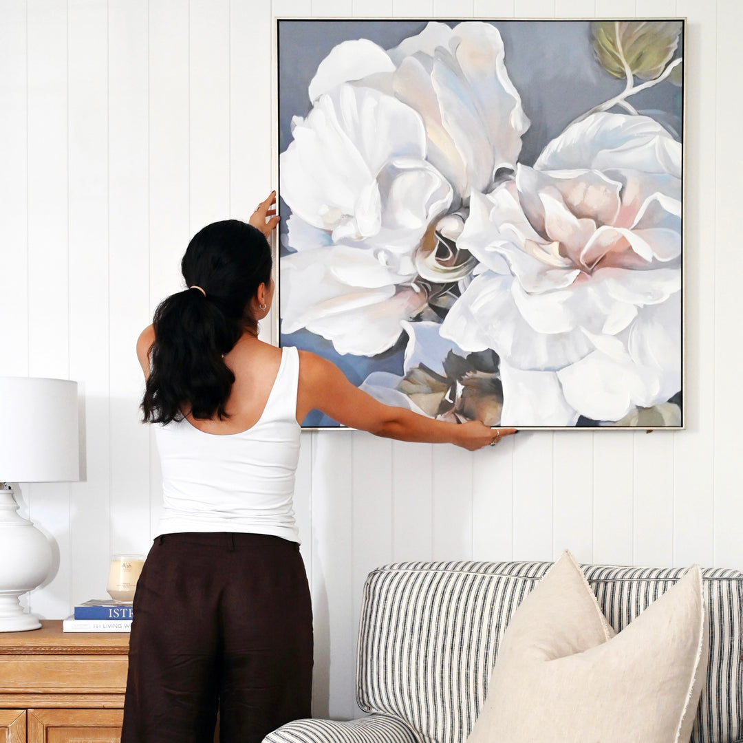 Pastel Petals Canvas In Antique Silver Frame