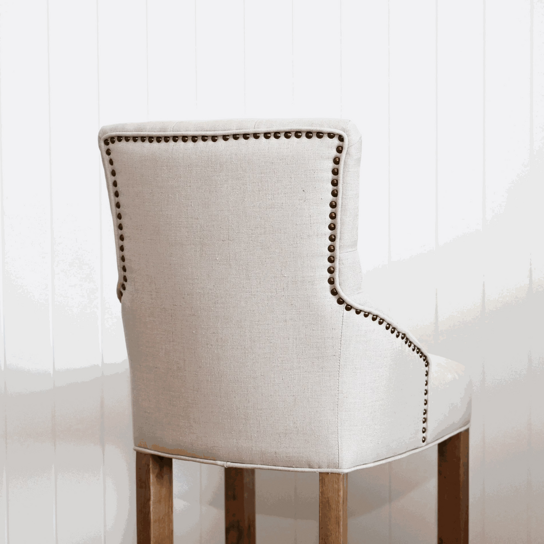 Leopold Upholstered Linen Kitchen Stool
