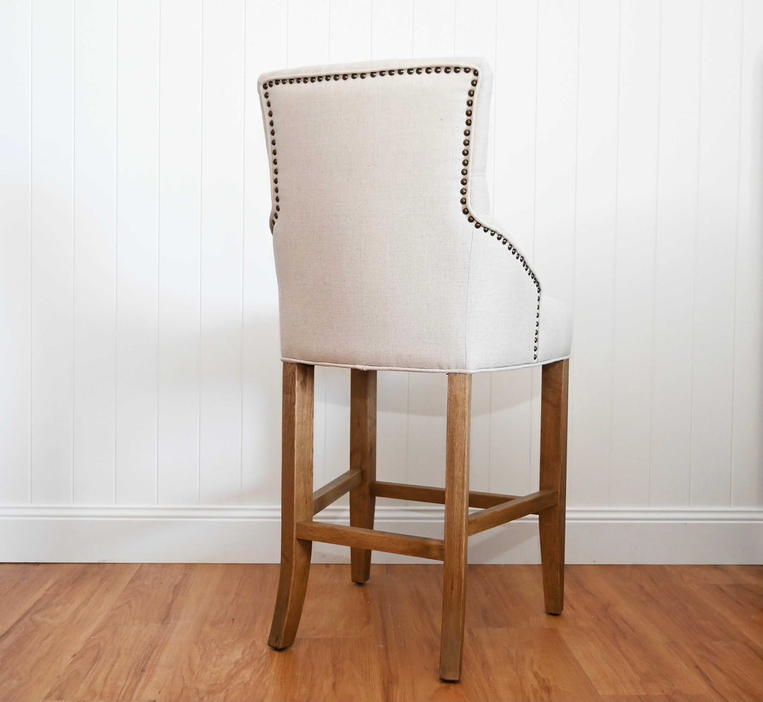 Leopold Upholstered Linen Kitchen Stool