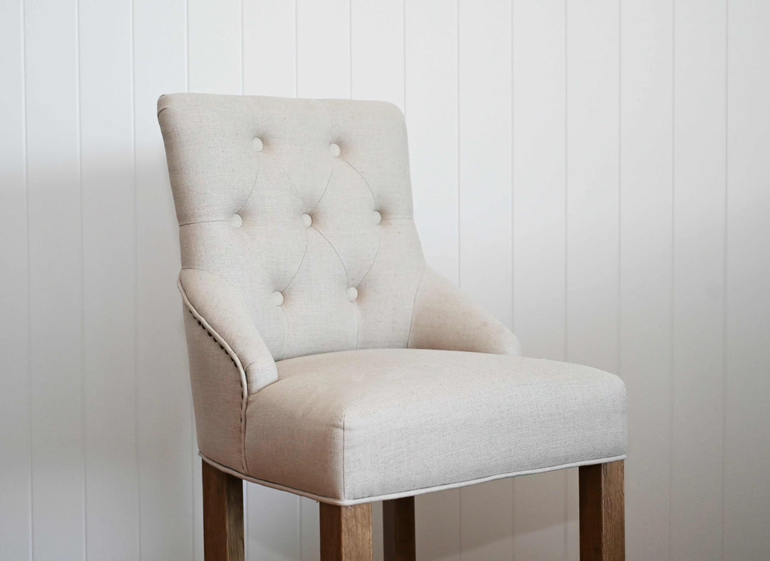 Leopold Upholstered Linen Kitchen Stool
