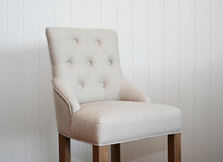 Leopold Upholstered Linen Kitchen Stool