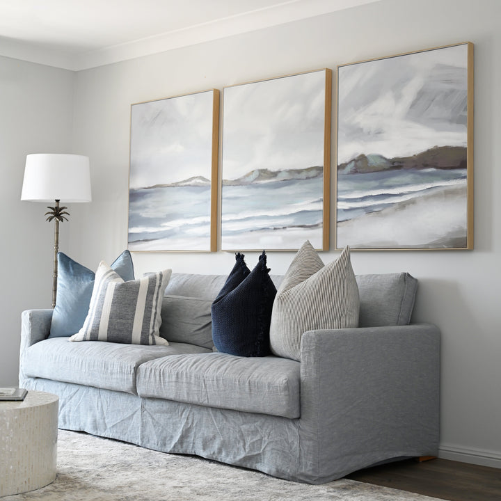 Beachside Stroll Three Piece Canvas In Natural Frame