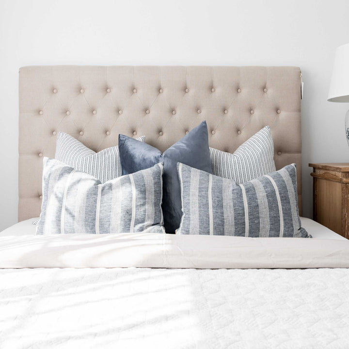 Charlotte Chesterfield Linen Bedhead Queen Oatmeal Square