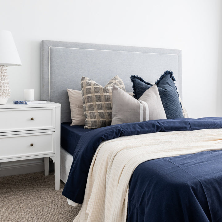 Grace Square Deluxe Bedhead Duck Egg Blue White Piping
