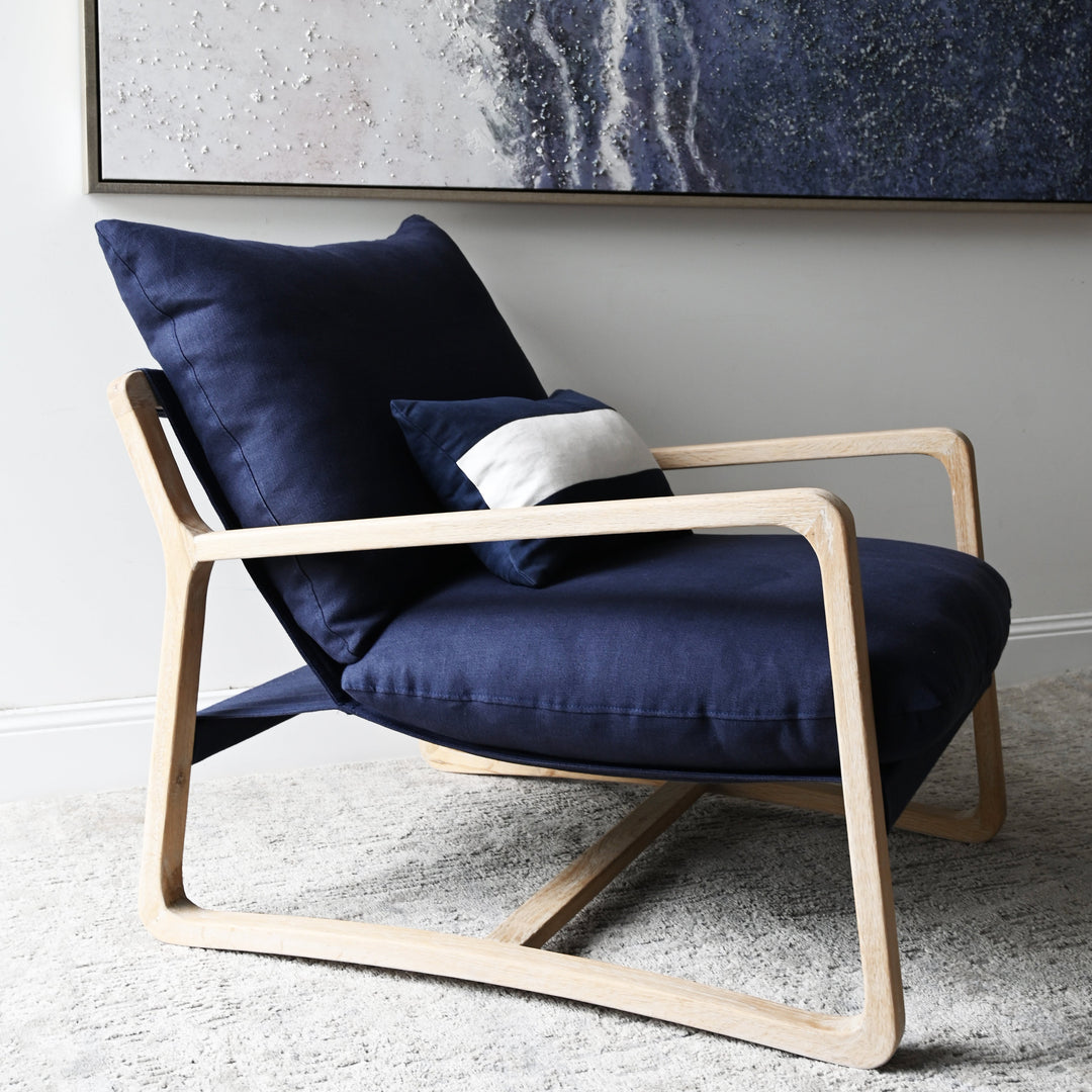Drift Sling Linen & Oak Armchair