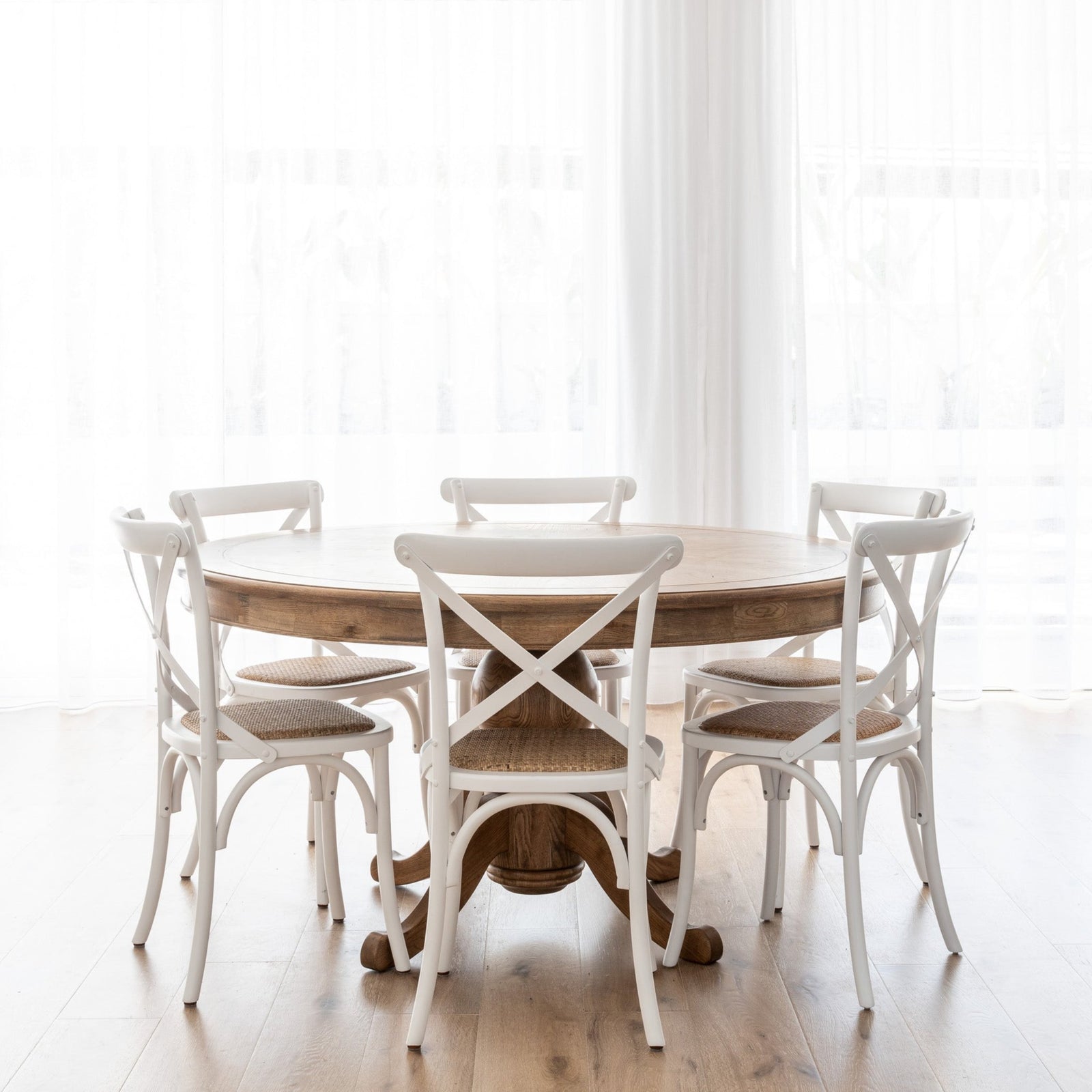 Carter Cross-back Dining Chair With Rattan Seat