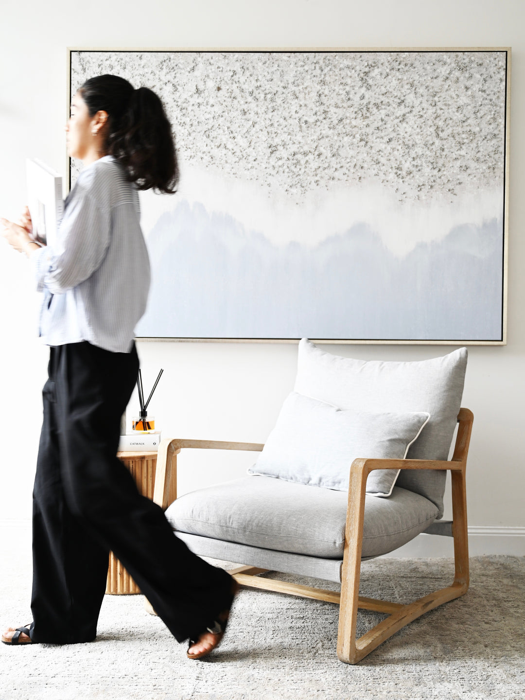 Drift Sling Linen & Oak Armchair