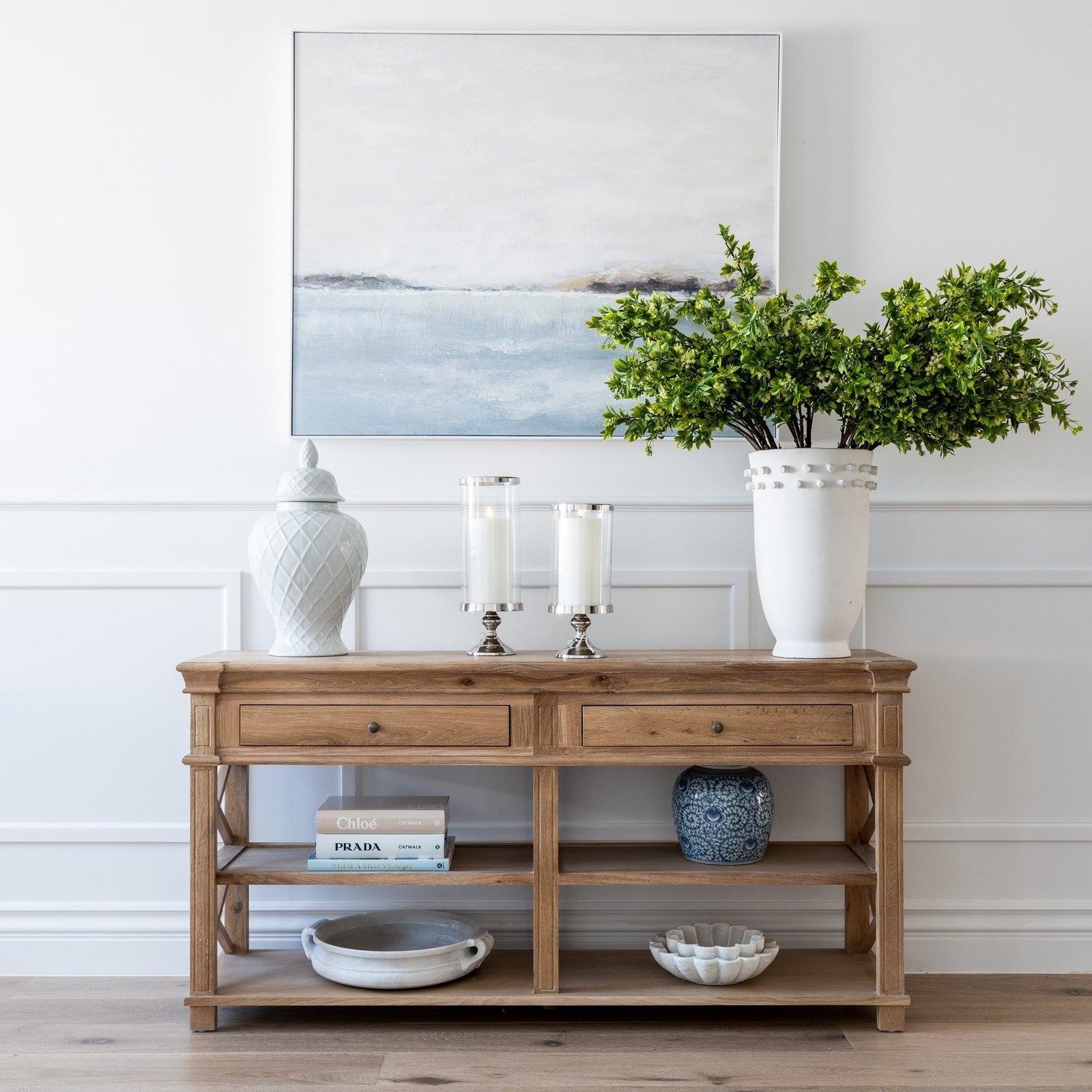 Peninsula Glimpses Canvas In White Frame