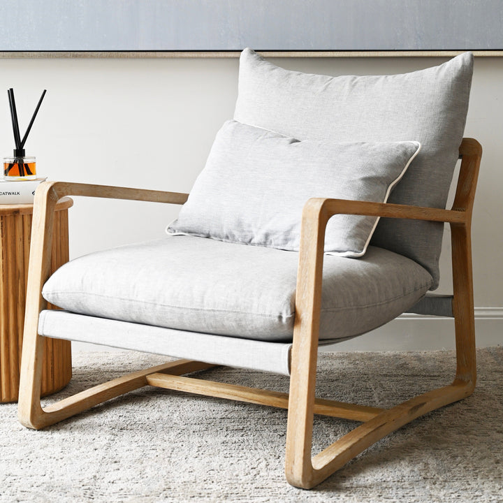 Drift Sling Linen & Oak Armchair