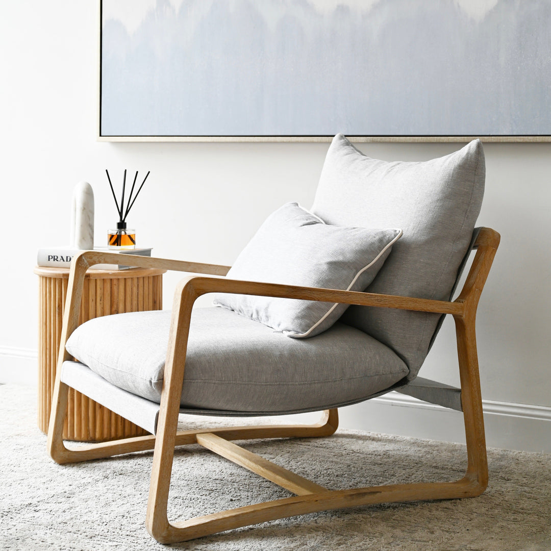 Drift Sling Linen & Oak Armchair