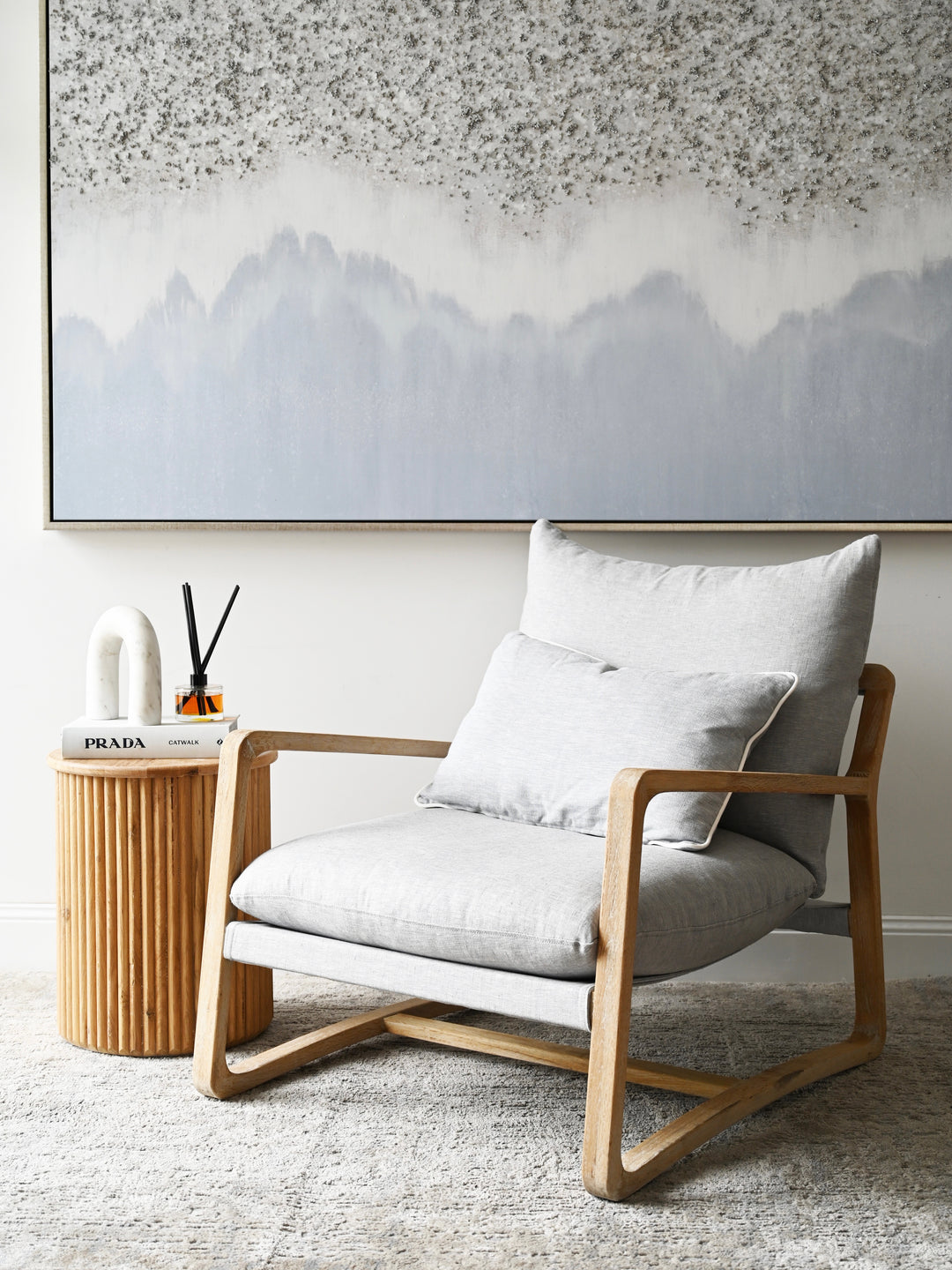 Drift Sling Linen & Oak Armchair