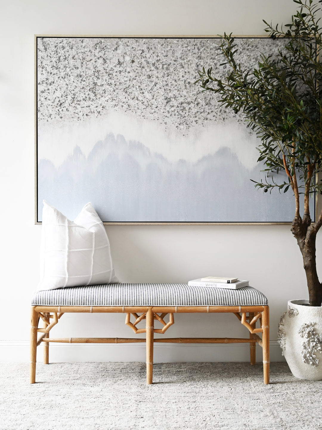 Raffles Linen Upholstered Oak Bench Seat