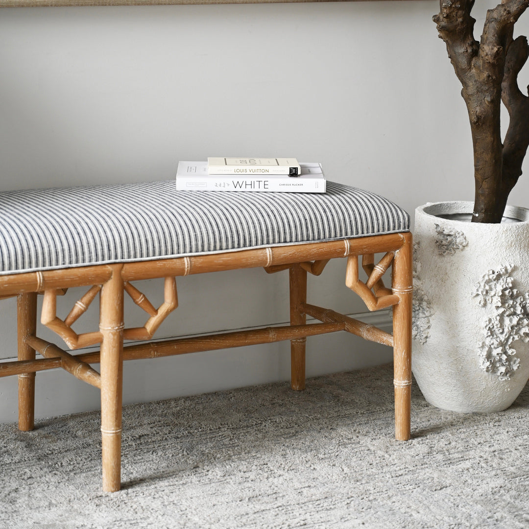 Raffles Linen Upholstered Oak Bench Seat