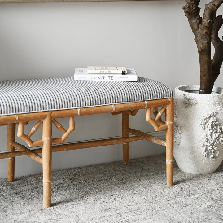 Raffles Linen Upholstered Oak Bench Seat