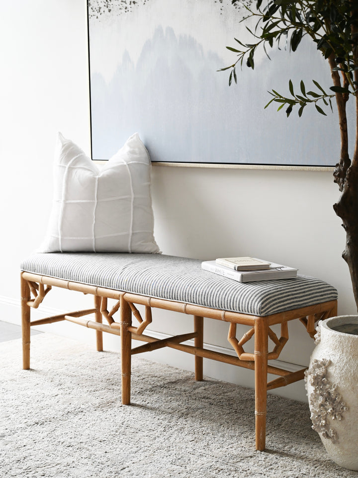 Raffles Linen Upholstered Oak Bench Seat
