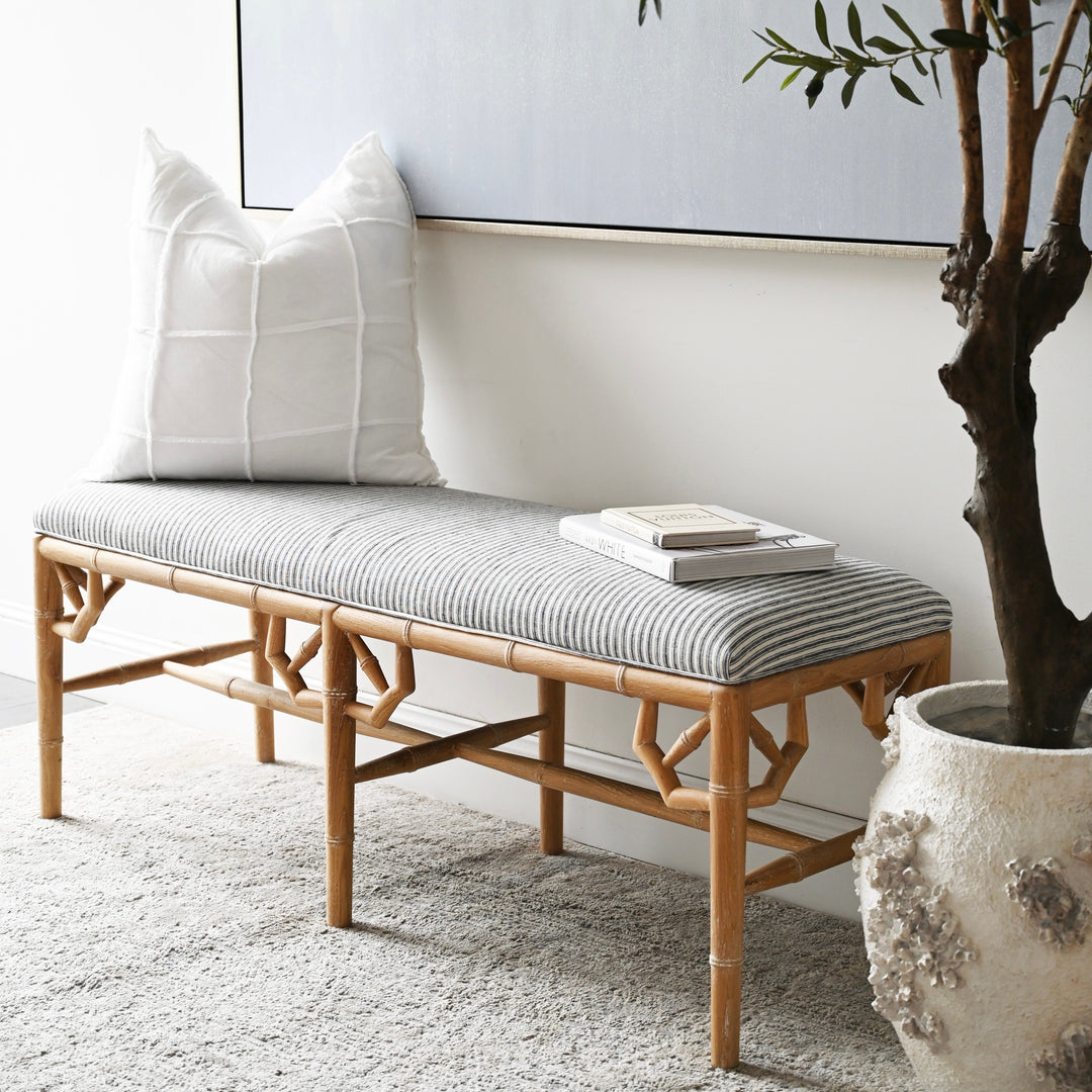 Raffles Linen Upholstered Oak Bench Seat