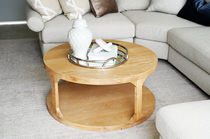 Milla Round Coffee Table Whitewash Oak 92cm diametre x 42cm high