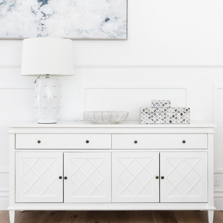Ascot Buffet With Drawers Satin White 170cm wide x 45cm deep x 80cm high